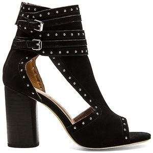RAYE x Revolve | Matty Black Suede Studded Cuff Peep toe heel women’s 7.5